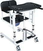 4 in 1 Patient Hydraulic Lift Transfer Chair, 180° Split Seat Commode Wheelchair, Height Adjustable, 440 lb Capacity Patient Transfer Chair for Elderly, Home Transfer Chairs for Seniors Handicapped
