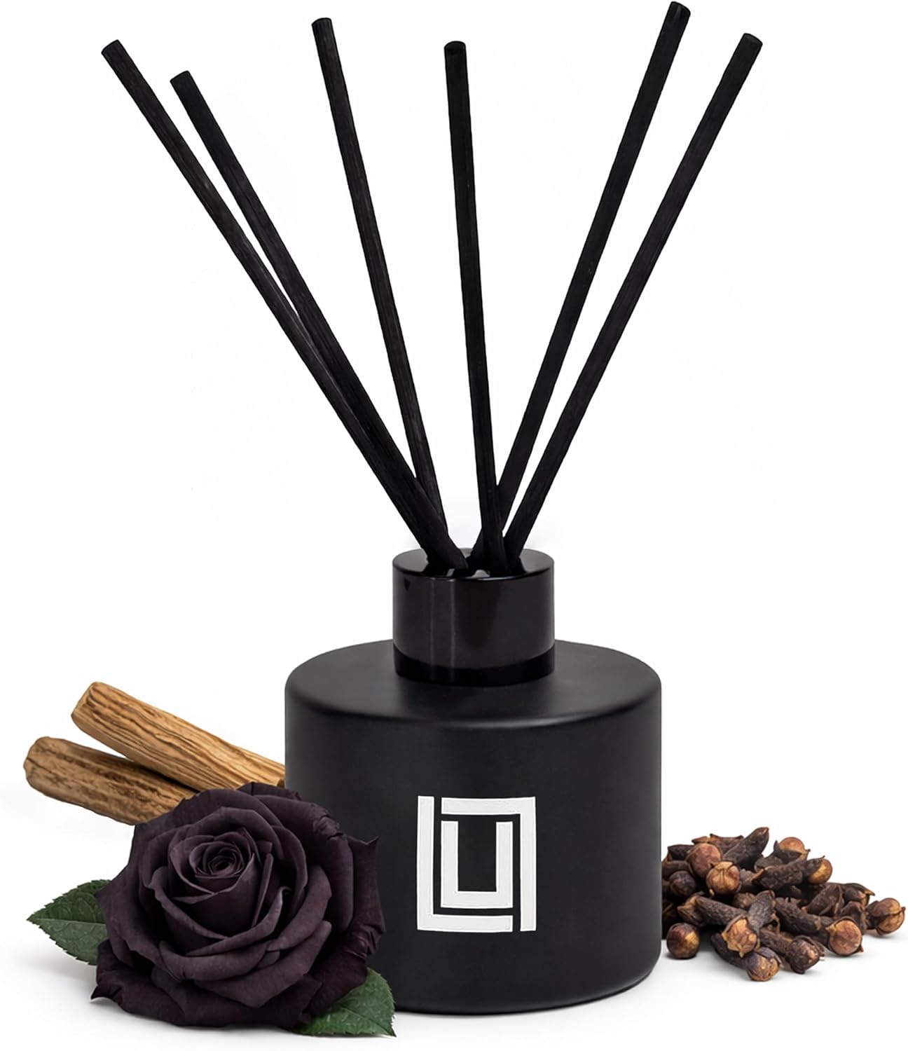 Lulu Candles | Reed Diffuser Set | Black Rose & Oud | 6 Reed Sticks | Scent Diffuser for Bedroom Bathroom Living Room & Office (4.2 FL Oz.)