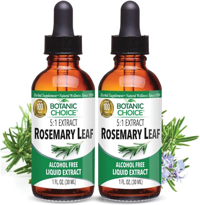 Botanic Choice – Rosemary Leaf Liquid Extract – Alcohol Free, Gluten Free – Fast Acting Supplement Drops – Easy to Use Dropper – 1 Fluid Ounce 2 Pack