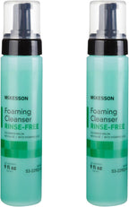 McKesson Rinse-Free Foam Cleanser with Aloe, 9 oz [2 Count] Vitamin A and E - Body Wash & Shampoo for Elderly, Hospital Grade, Cucumber Melon