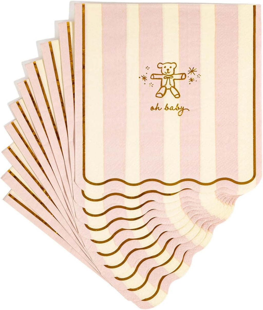 40 Ct 5" Premium Baby Shower Cocktail Napkins – Gold Foil Paper Beverage Napkins for Baby Showers, Parties, and Celebrations – Partyware by Emergency Confetti