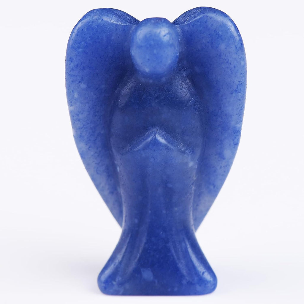 Blue Aventurine Angel Crystal Statue,Hand-Carved Polished Angel Figurines Healing Crystal Decor,Blue Cute Guardian Angel,Home Office Decoration Christmas Meditation Spiritual Gifts for Women