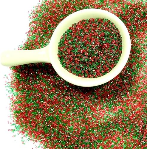 Edible Red and Green Sanding Sugar Sprinkles 142g/ 5.01oz Christmas Themed Sanding Sugar for Baking and Decorating Topping Cake Cookie Cupcake Topper Ice Cream Supplies