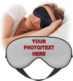 Custom Eye Masks for Sleep Personalized Blindfold Add Your Picture Logo Eyes Mask Blackout Sleeping Cover Adjustable for Women Men Party Play Game Airplane Office Rest, Silver