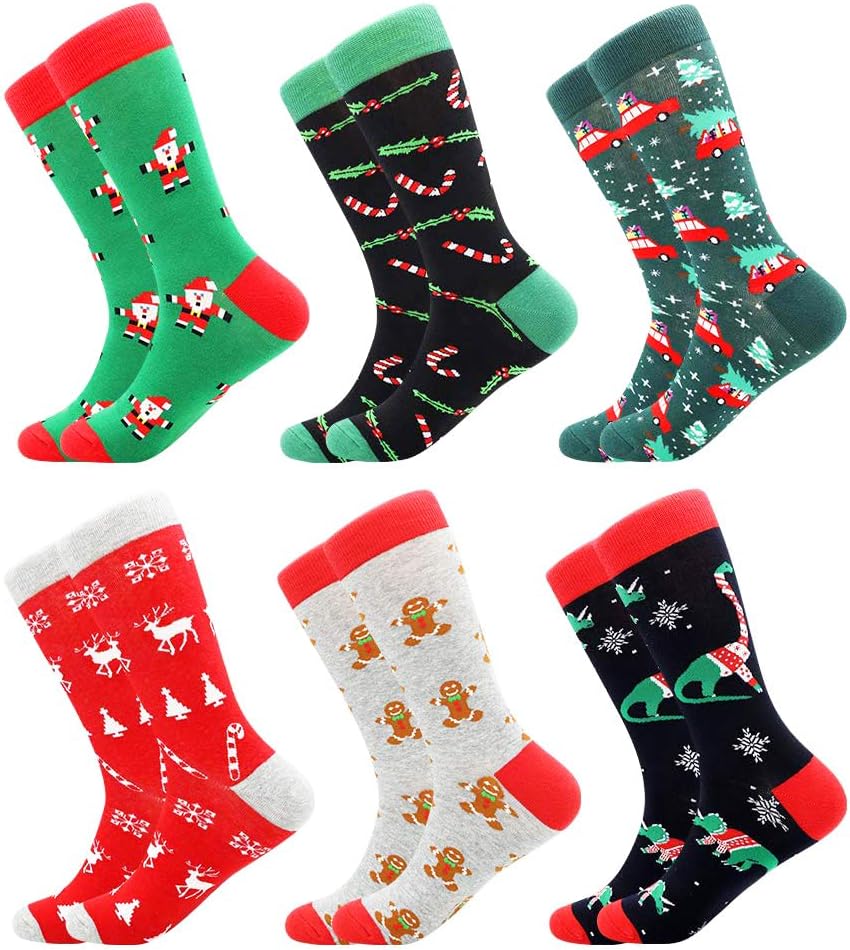 BISOUSOX Funny Socks for Men, Crazy Novelty Mens Dress Socks, Silly Funky Birthday & Father's Day Socks Size 8-12