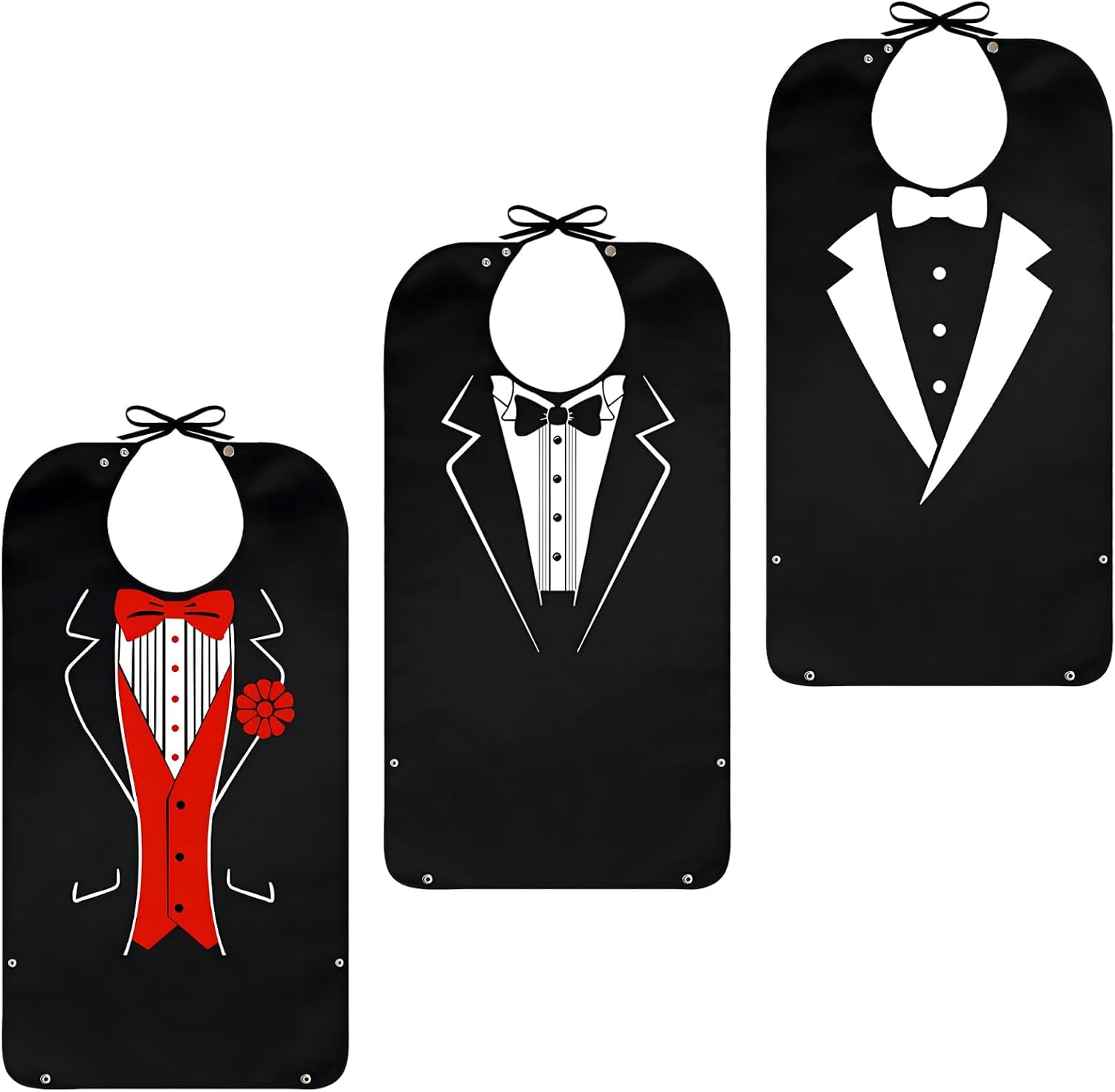 Pafusen 3 Pack Adult Bibs for Men Elderly Seniors, Feeding Bibs for Adults Senior Citizens with Crumb Catcher, Gag Gifts for Men/Dad
