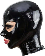 Black Latex Hood Mask Full Face Riding Hood for Party Cosplay Latex Mask for Halloween (M)