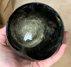 AtkitS Natural Gold Obsidian Ball Double Golden Eye Lucky Crystal Energy Healing Home Office Decoration Craft Gifts Feng Shui Ornaments (Size : 1.3-1.5kg)