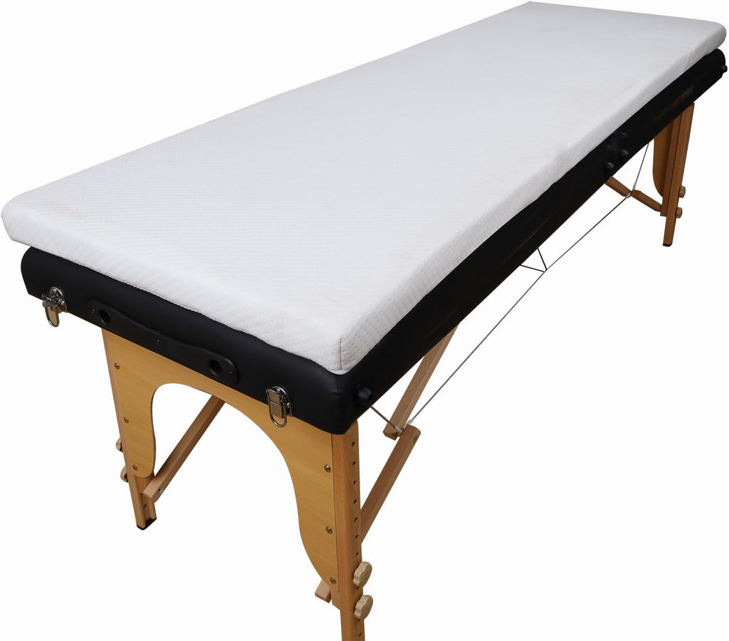Lash Bed Foam Topper for Massage Bed, 73x29x2 inch White Memory Foam Removable Cover Massage Mattress, Non-Slip Elastic Bands