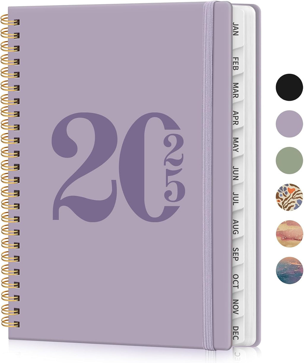 2025 Planner Weekly and Monthly, Jan 2025 to Dec 2025, Hardcover 2025 Calendar Planner Book with Tabs & Inner Pocket, Office Home School Supplies for Women & Men - A5 (6.3" x 8.5"), Spiral Bound, Purple