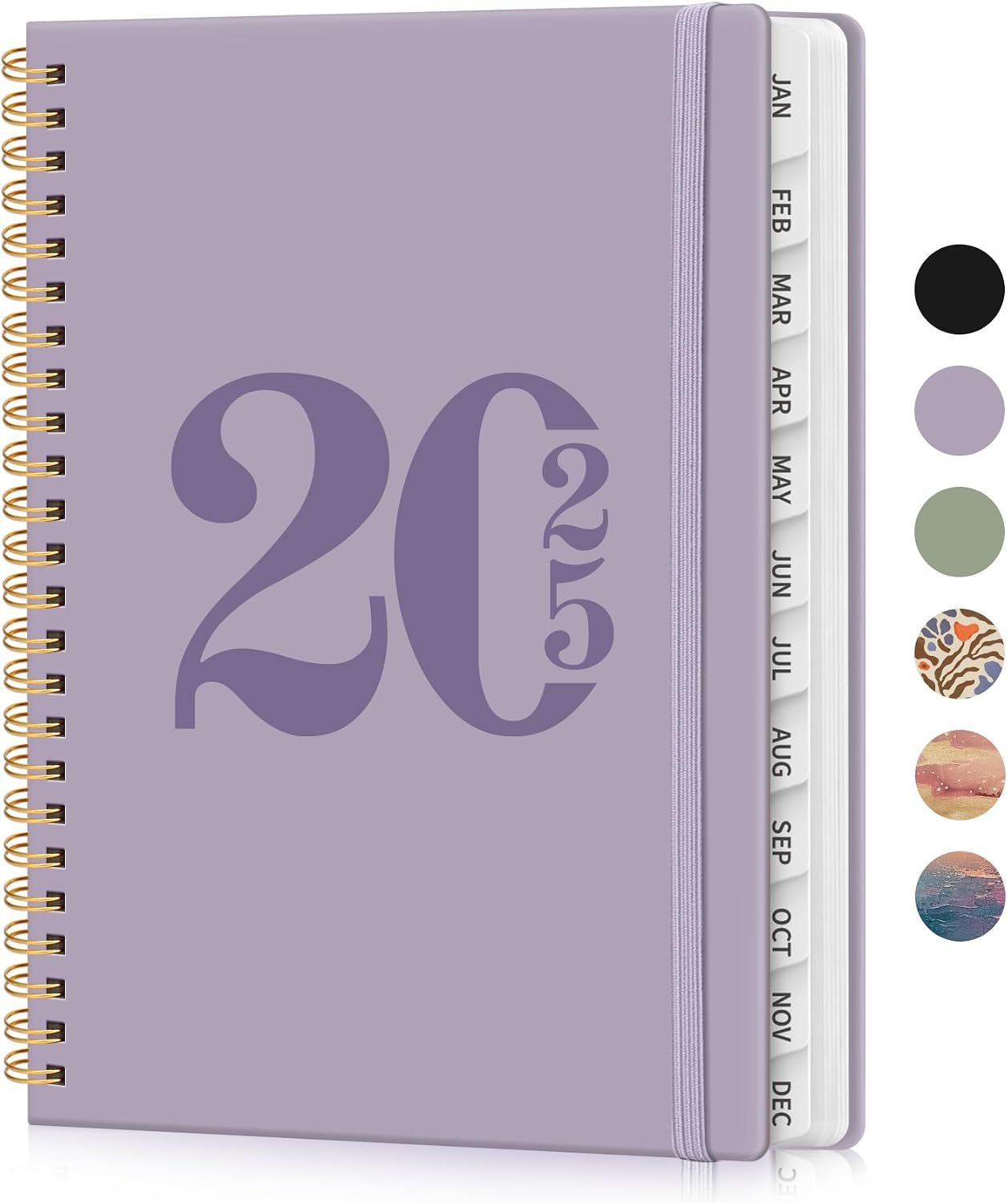 2025 Planner Weekly and Monthly, Jan 2025 to Dec 2025, Hardcover 2025 Calendar Planner Book with Tabs & Inner Pocket, Office Home School Supplies for Women & Men - A5 (6.3" x 8.5"), Spiral Bound, Purple