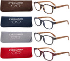 EYEGUARD 4 Pack Reading Glasses Blue Light Blocking Spring Hinge Readers for Women Men Anti Glare Filter Lightweight Computer Eyeglasses