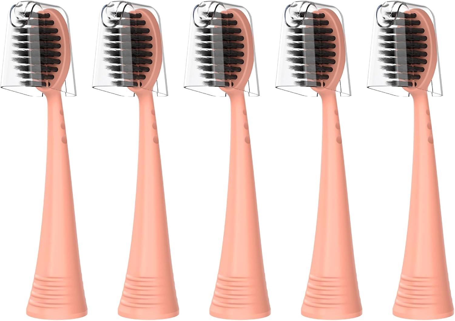 Replacement Brush Heads for Burst Original & Pro Sonic Electic Toothbrushes, 5 Count with Travel Covers, Rose Gold for Adults