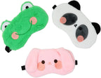 Honbay 3PCS Cute Frog Panda Rabbit Cartoon Animal Eyeshade Soft Sleep Eye Mask with Adjustable Elastic Head Strap for Travel, Game, Party, Rest, Sleeping