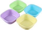 4-Pack 8 Quart Square Plastic Washing Basin, Small Wash Tub Basin, Colorful Dish Pan Tub