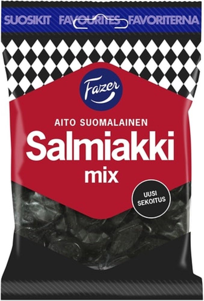 10 Bags x 180g of Fazer Salmiakki Mix - Original - Finnish - Salty Liquorice - Licorice - Salmiak - Salmiac - Wine Gums - Candies - Sweets