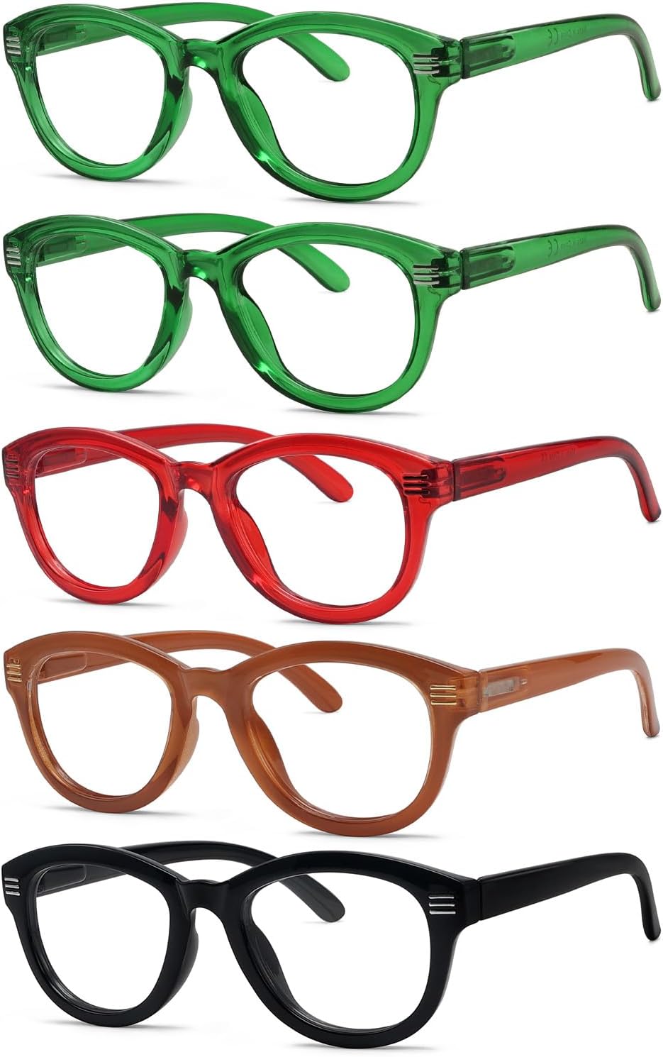Eyekepper 5 Pack Cat Eye Reading Glasses for Women Oversize Ladies Readers Include 2 Pairs Green +3.75