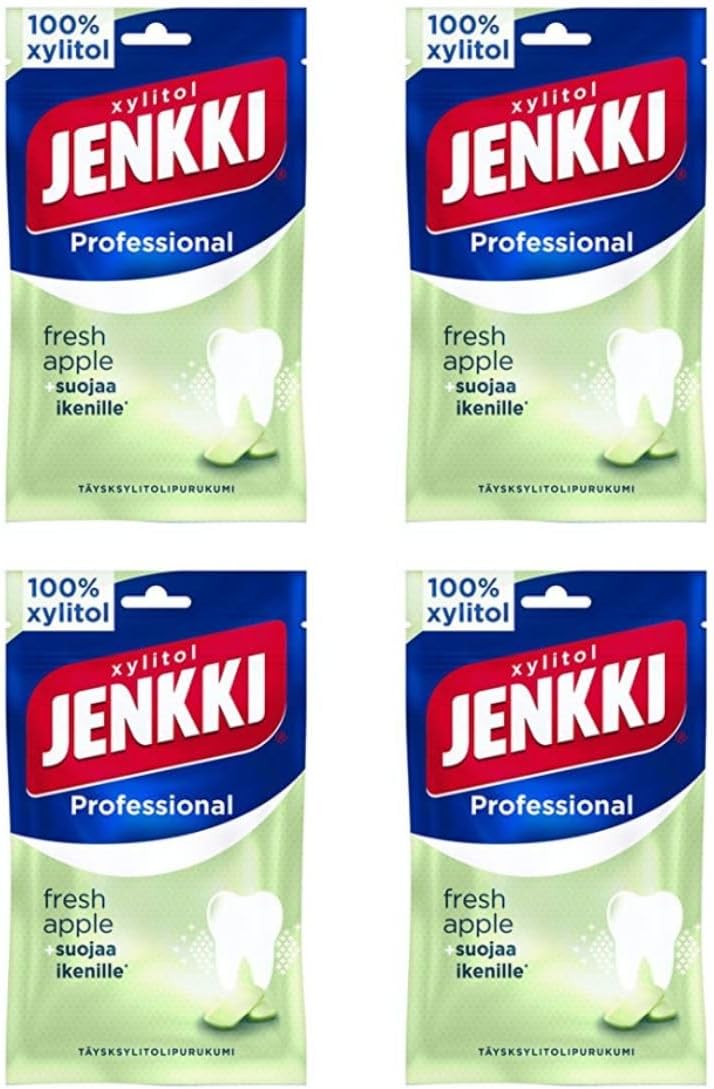 Cloetta Jenkki Xylitol Fresh Apple Chewing gum 4 Pack of 80g