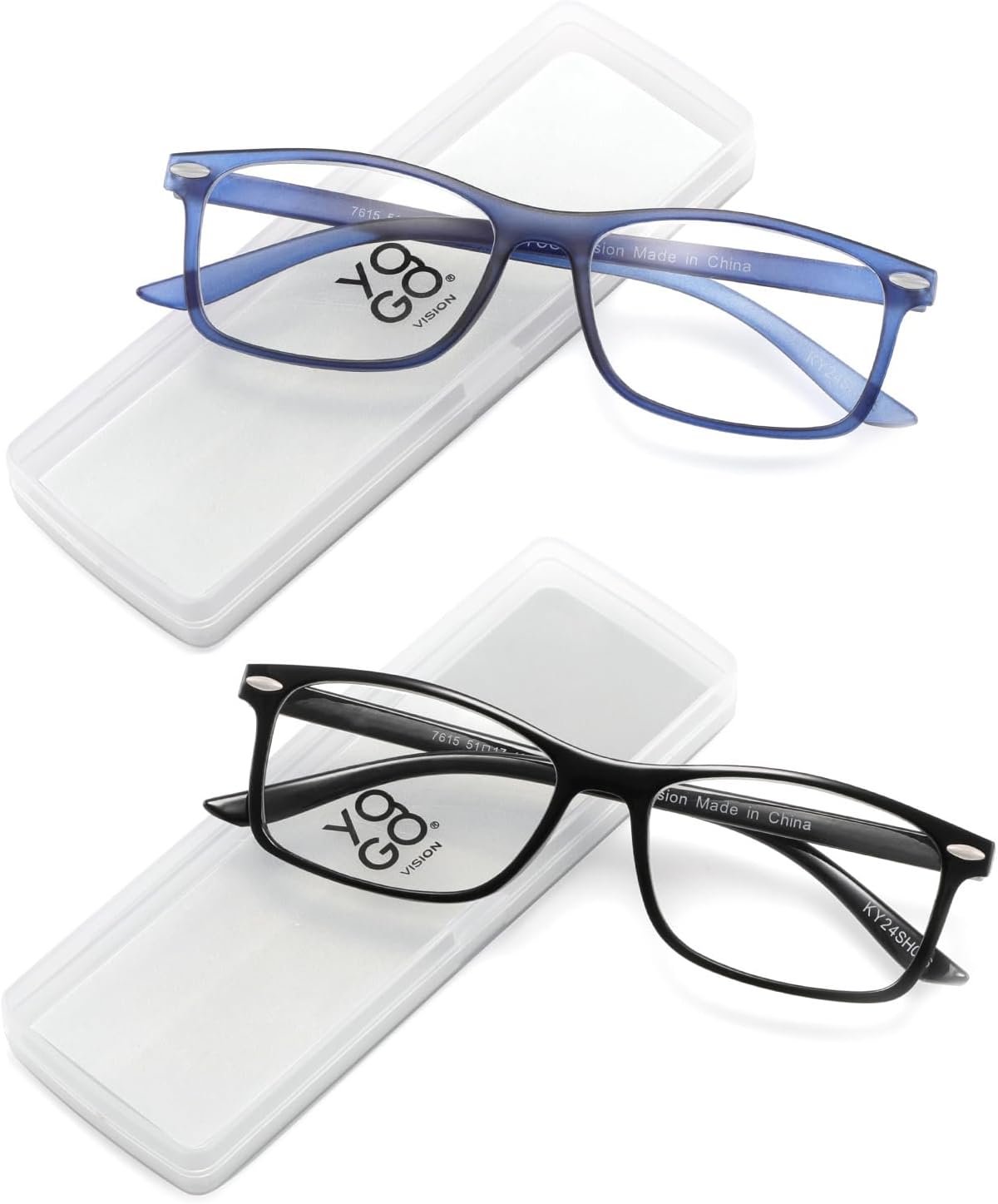 Yogo Vision Ultra Thin Lightweight Reading Glasses Men Women Stylish & Featherlight Frame With Clear Storage Case 2 Pack