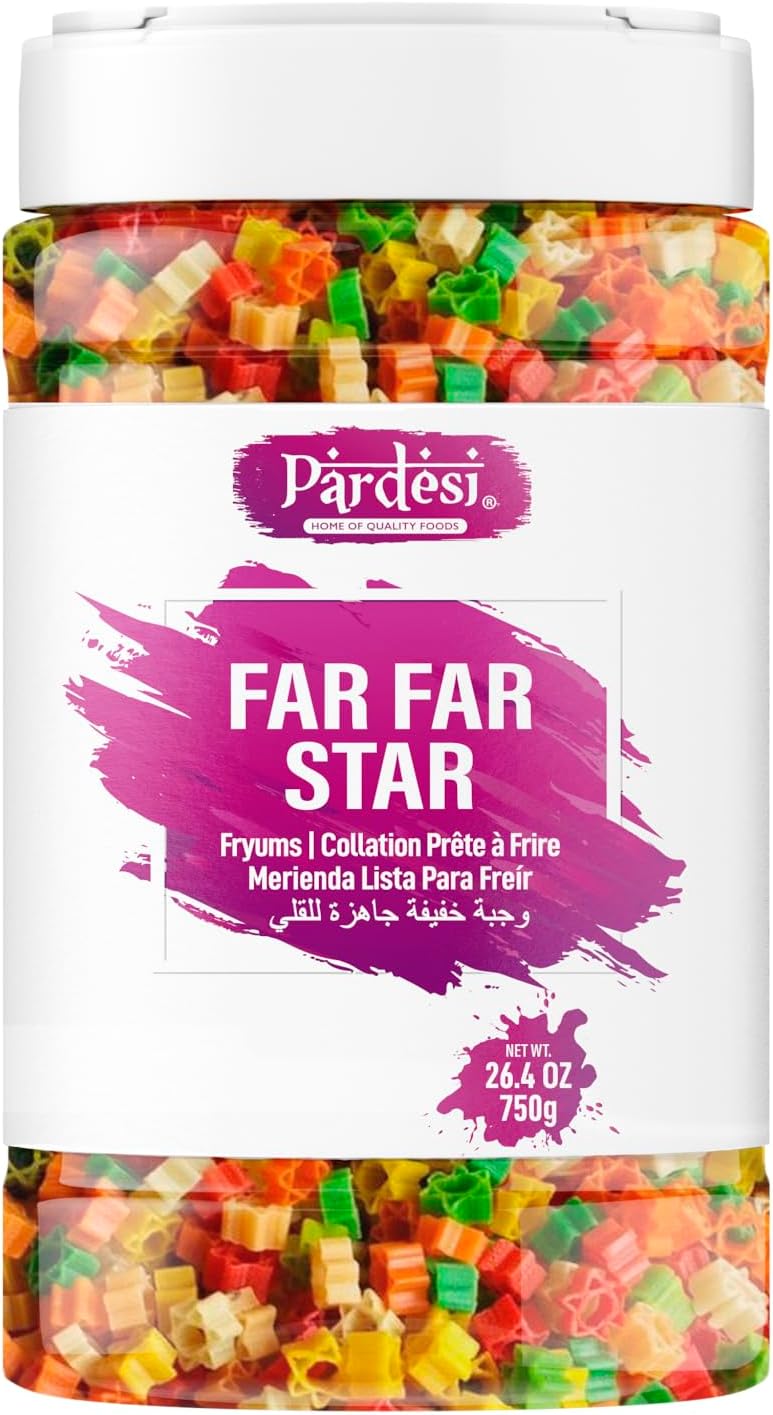 Pardesi Far Far (Fryum) Star Shape 750g - Crispy Indian Papad Snack, Ready to Fry | Halal, Non-GMO, Vegan