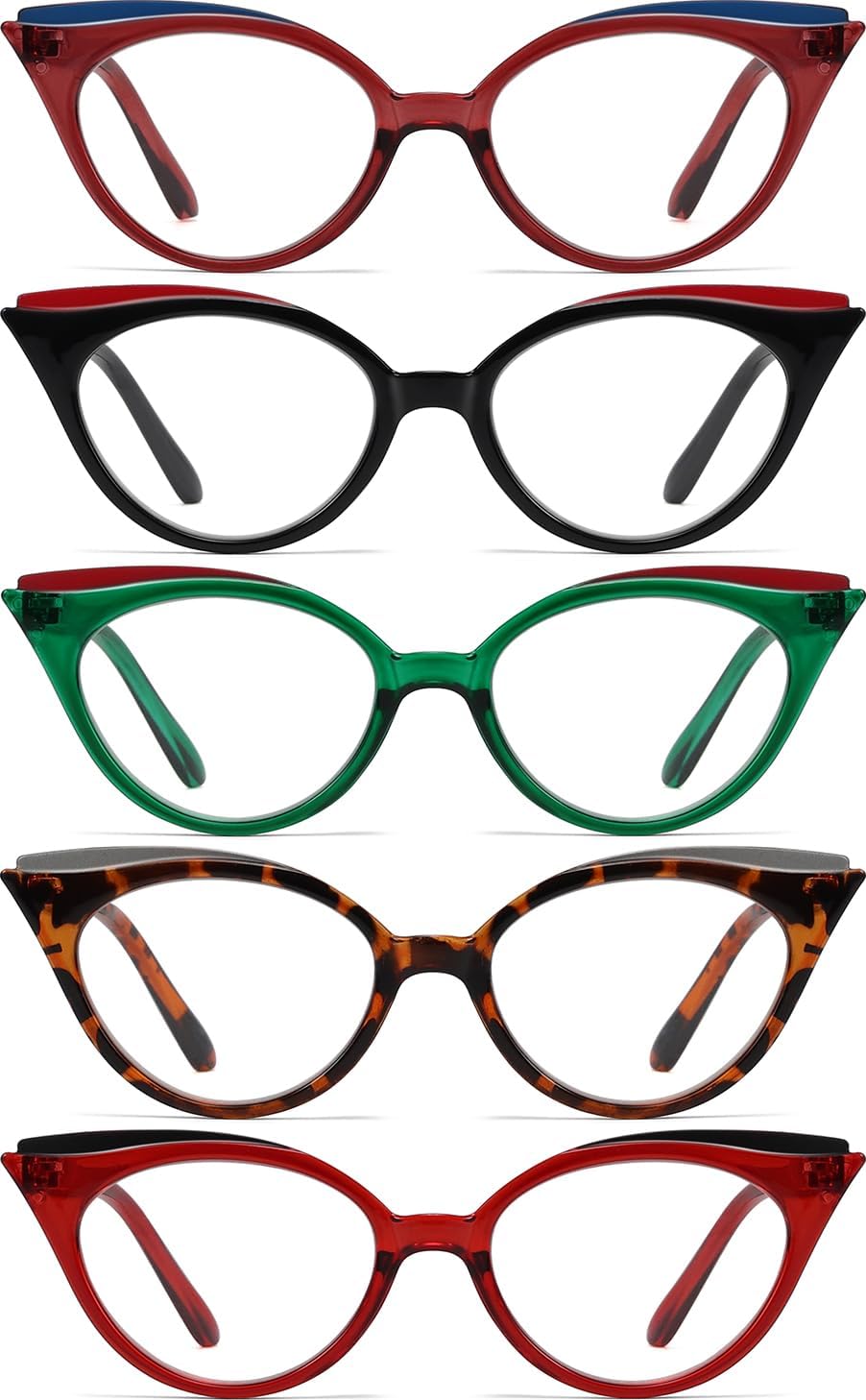 Eyekepper 5-pack Cat Eye Reading Glasses Cute Reader for Women 1.75