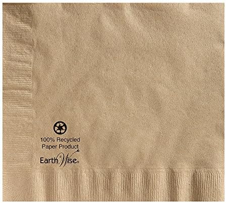 Hoffmaster 180435 Earth Wise Kraft Dinner Napkin, 2 Ply, 1/4 Fold, 17" x 17", Natural (Packs of 1200)