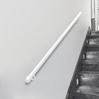 Staircase Handrails, 30cm-600cm White Metal Banister Hand Rail for Indoor Safety Support Rod Railing, Wall Mounted Outdoor Non-Slip Grab Bar - Round Pipe(3 FT)