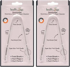 HealthAndYoga™ Tongue Cleaner Scraper with Storage Bag - Hygienic, Surgical Grade, Non-Synthetic Grip – Sterilizable Tongue Brush Cleaner (Surgical Steel - 2 Pack)