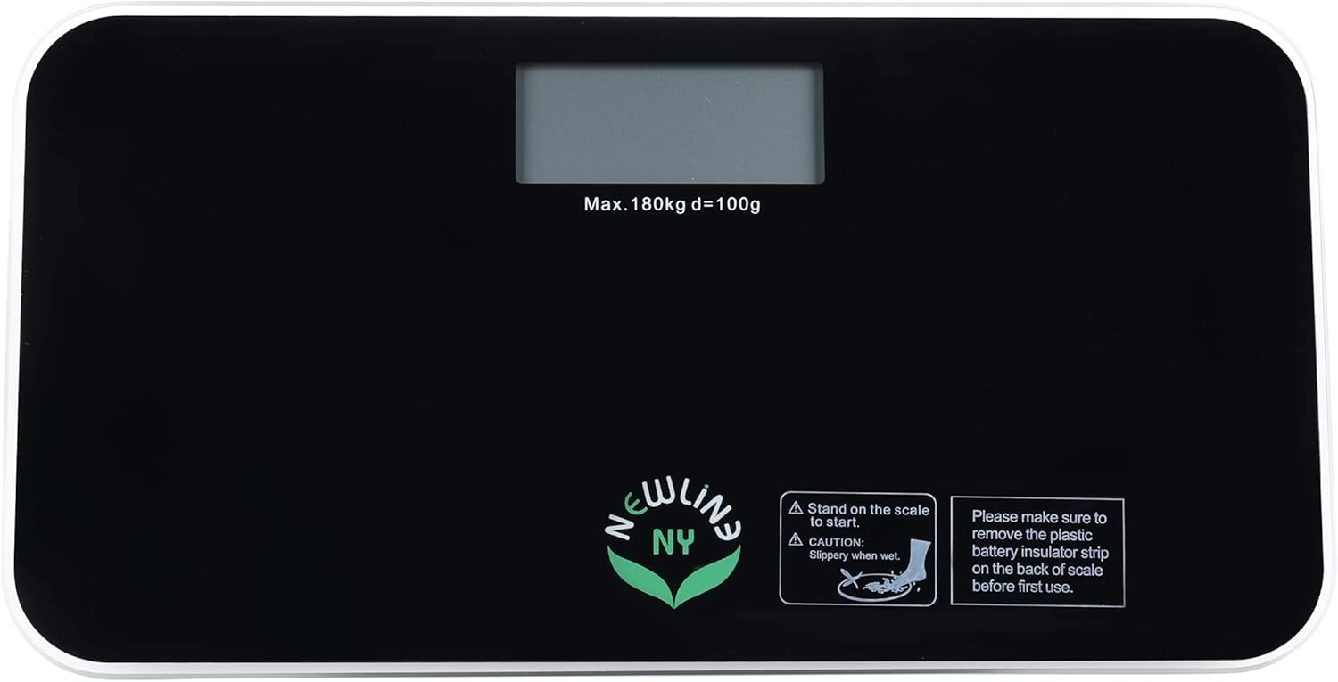 NewlineNY SBB0718M-NYBK Step-On Mini Travel Bathroom Scale, Cool Black
