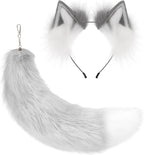 Fox Wolf Cat Ears and Tail Set Cosplay Costume Furry Fox Tail Keychain Therian Stuff Costume