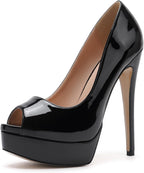 WUXIN H&P Women's Platform Stiletto Heels Shoes Peep Toe Pumps 6 inch Sexy Heels for Dress Wedding Party