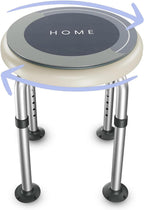 Swivel Shower Stool for Inside Shower – 360° Rotating Bath Chair for Seniors, Adults & Elderly, Adjustable Height Shower Seat with Non-Slip Feet, Aluminum Frame, Safe Round Stool for Daily Use