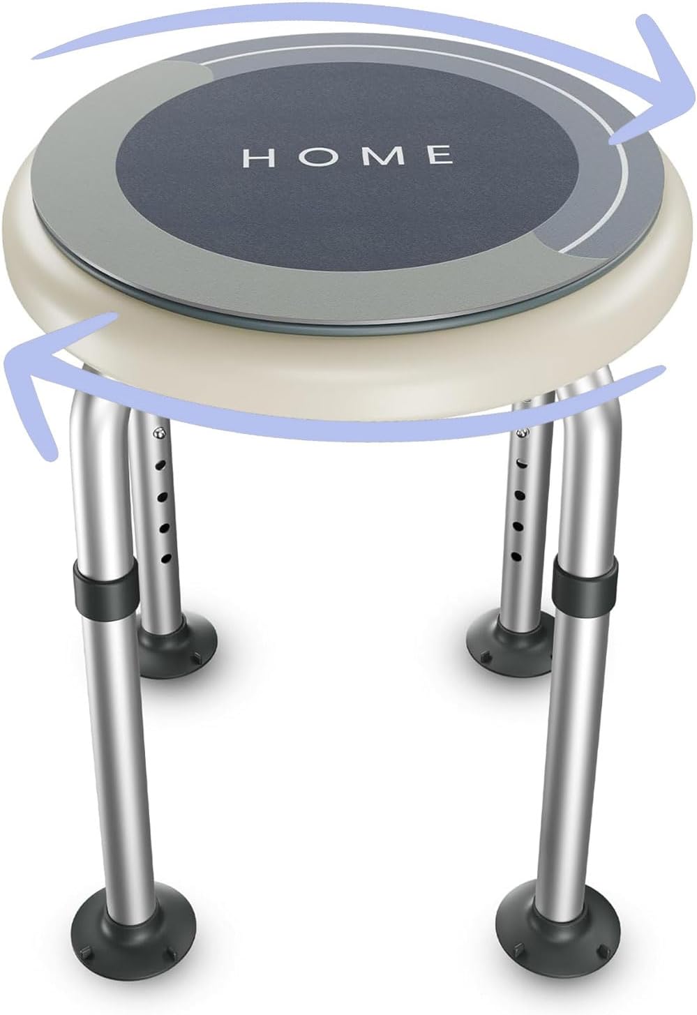 Swivel Shower Stool for Inside Shower – 360° Rotating Bath Chair for Seniors, Adults & Elderly, Adjustable Height Shower Seat with Non-Slip Feet, Aluminum Frame, Safe Round Stool for Daily Use