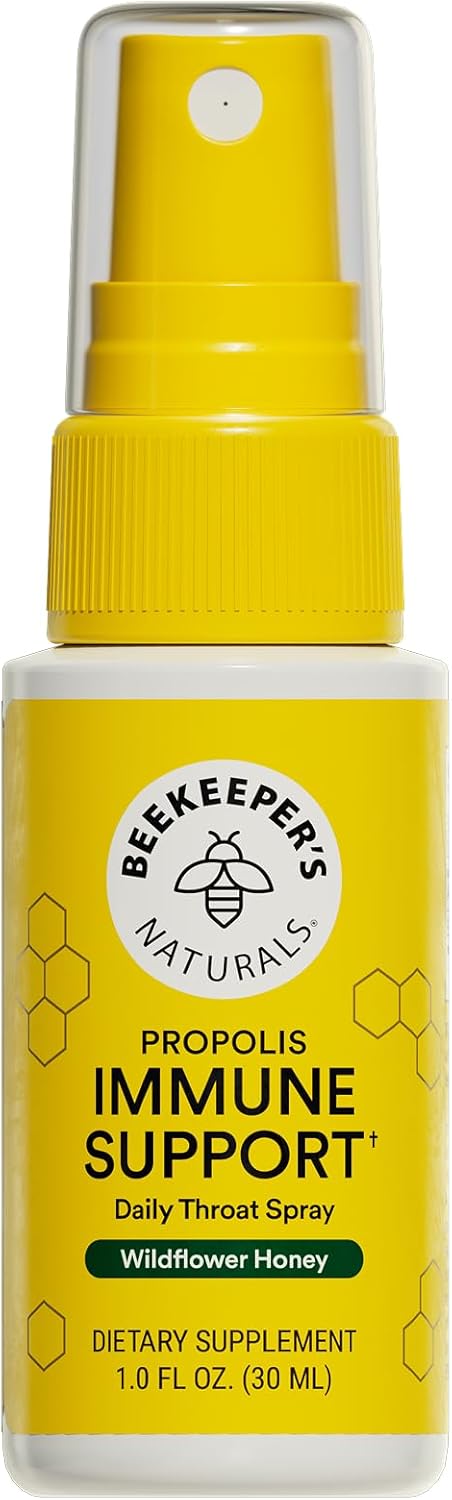 Propolis Throat Spray by Beekeeper's Naturals - 95% Bee Propolis Extract, Natural Immune Support & Sore Throat Relief - Antioxidants, Keto, Paleo, Gluten-Free (1.0 oz)(Pack of 1)