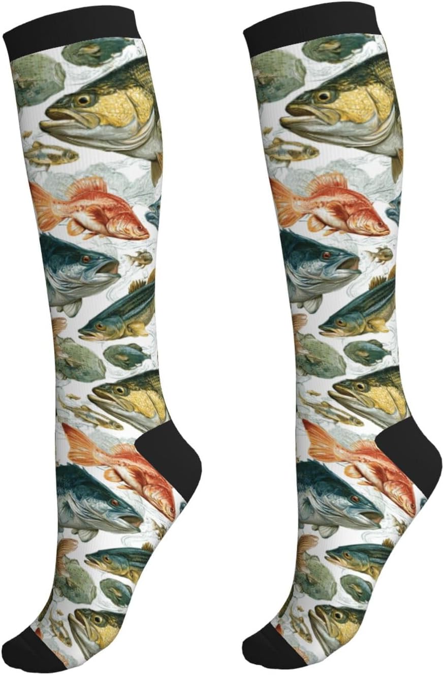 Compression Socks For Women & Men Circulation 15-20 Mmhg Knee High Nursing Travel Running Athletic Flight
