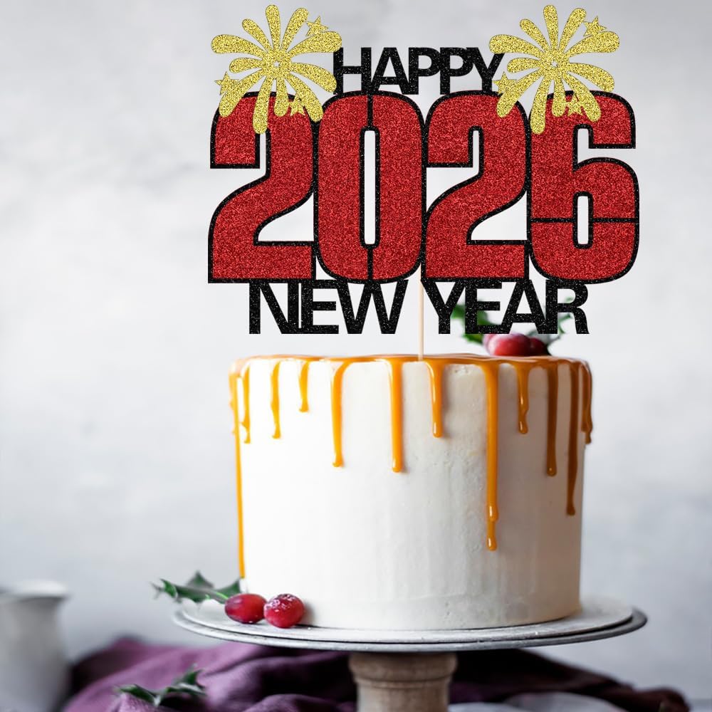 Happy New Year 2026 Party Supplies,Eve Cake Topper Decorations,Star New Year Cake Toppers,for New Year's Eve Holidays Party Decorations Supplies