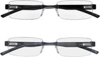 Success Eyewear Reading Glasses Set of 2 Rimless Ultra Lightweight Comfort Glasses for Reading for Men and Women Set of Black and Grey Matte 2.5