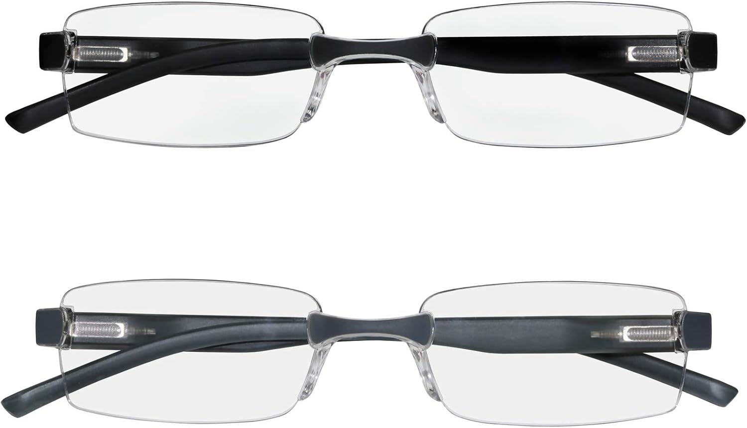 Success Eyewear Reading Glasses Set of 2 Rimless Ultra Lightweight Comfort Glasses for Reading for Men and Women Set of Black and Grey Matte 2.5