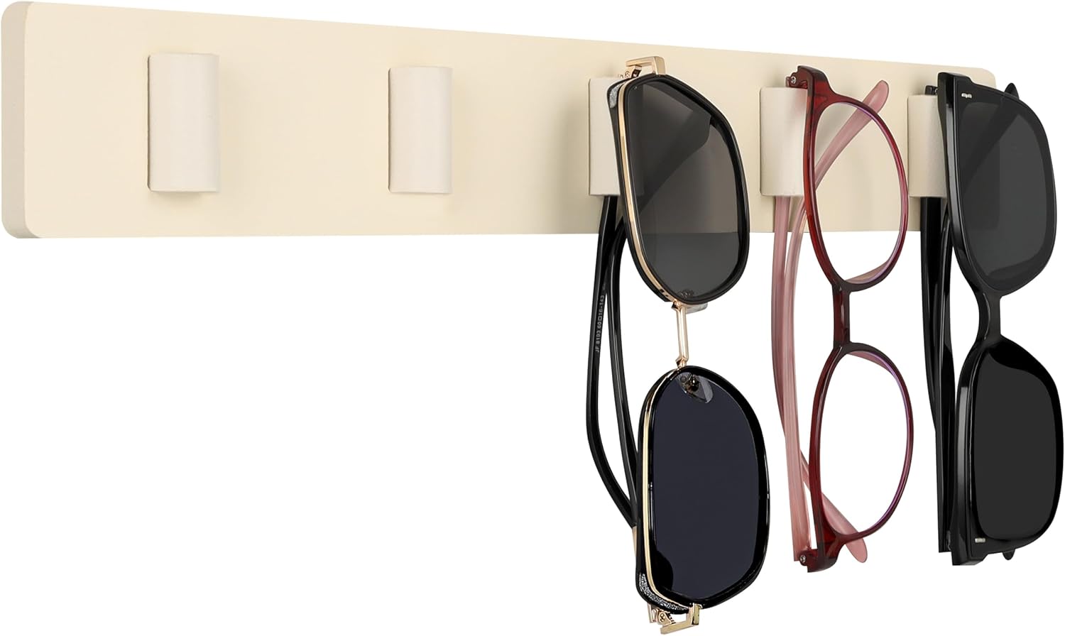 Sunglass Holder for Wall - Keep Your Eyewear Safe & Secure - Eyeglass Organizer for Multiple Glasses Display, Hanging Sunglasses Storage Stand, Reading Glasses Holder Rack - White, 5 Slot