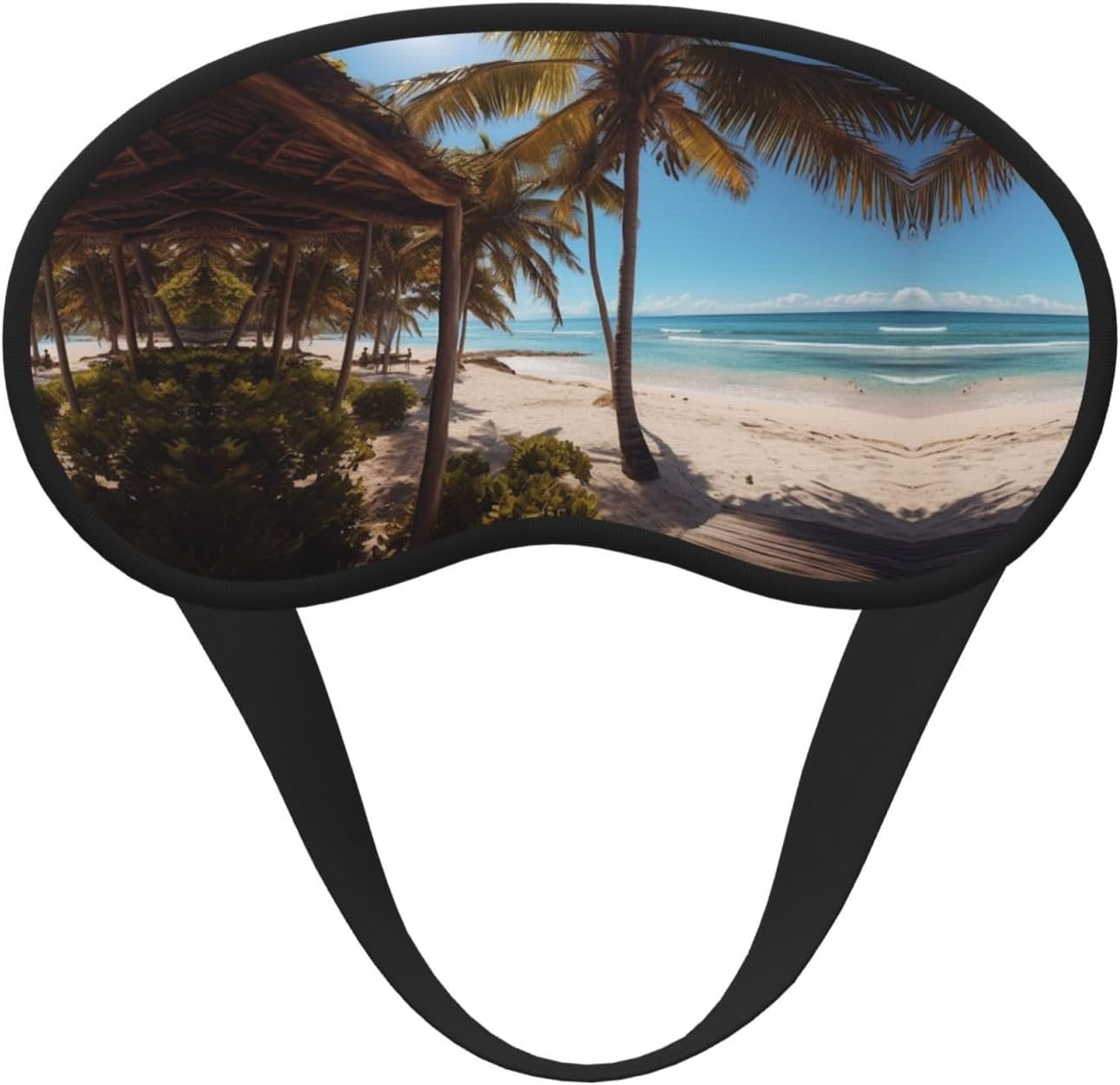 Beach Palm Trees Eye Mask for Sleeping Soft Satin Sleep Shade Cover Blindfold with Elastic Strap Travel Nap Blackout Eye Shade Cover for Women Men