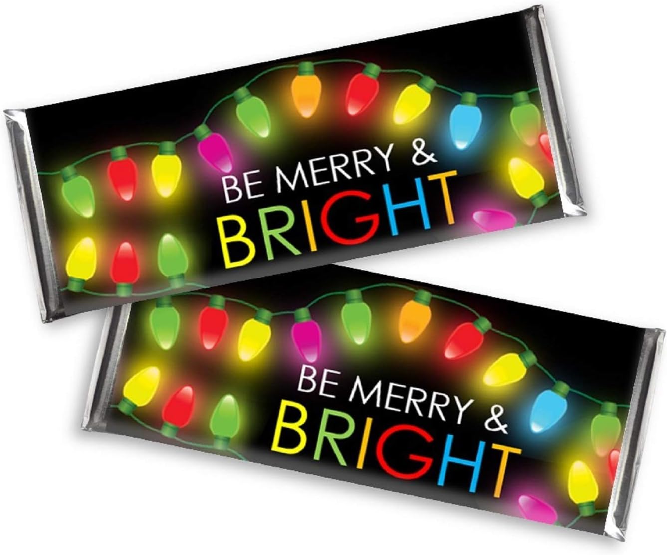 Christmas Candy Bar Wrappers for Chocolate Bar Favors - Merry and Bright - for Christmas Holiday Party, Office, School, Teacher, Stocking Stuffer (Set of 12) Candy Not Included