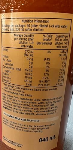 Sunquick Mandarin Syrup 840 mL