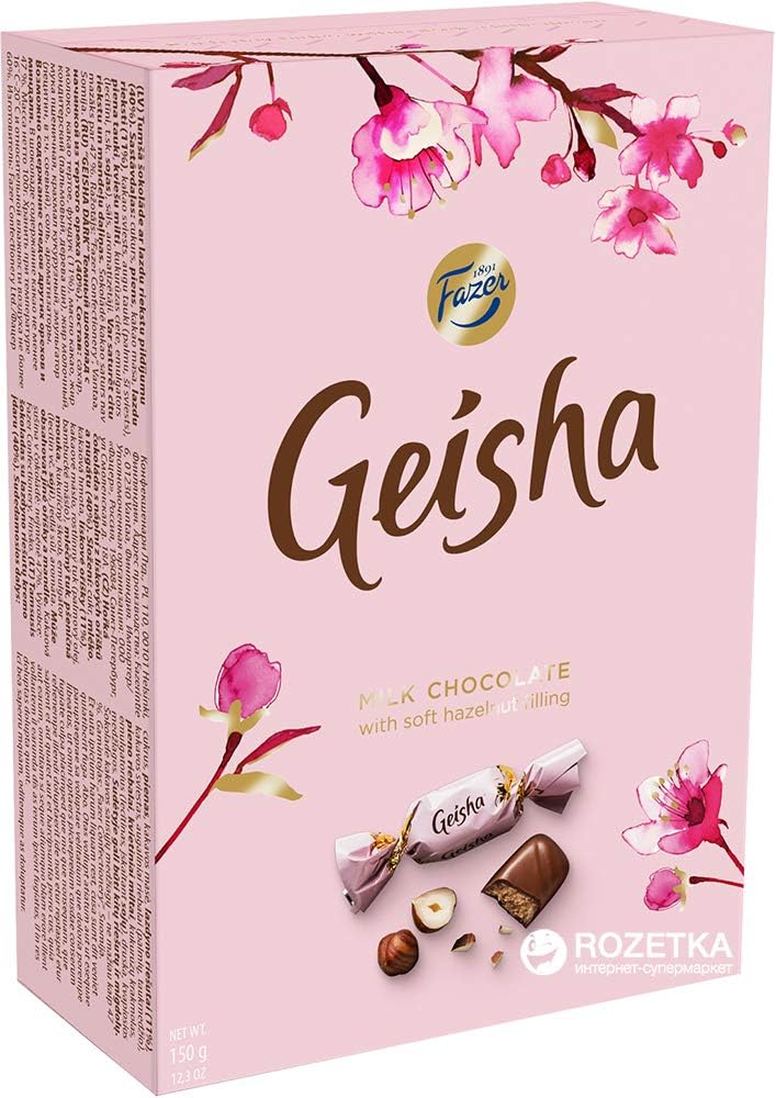 Fazer Geisha Milk with soft hazelnut filling Chocolate 4 Boxes of 150g