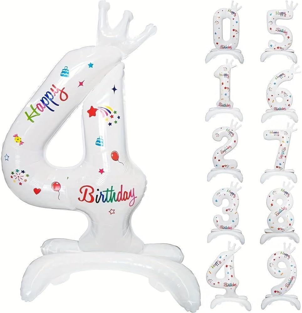 1Pc 32 Inch White Standing Crown Digital Aluminum Film Suitable For Birthday Parties, Birthday Gatherings, Anniversaries, Weddings, Graduation Anniversaries, Celebration Decorations