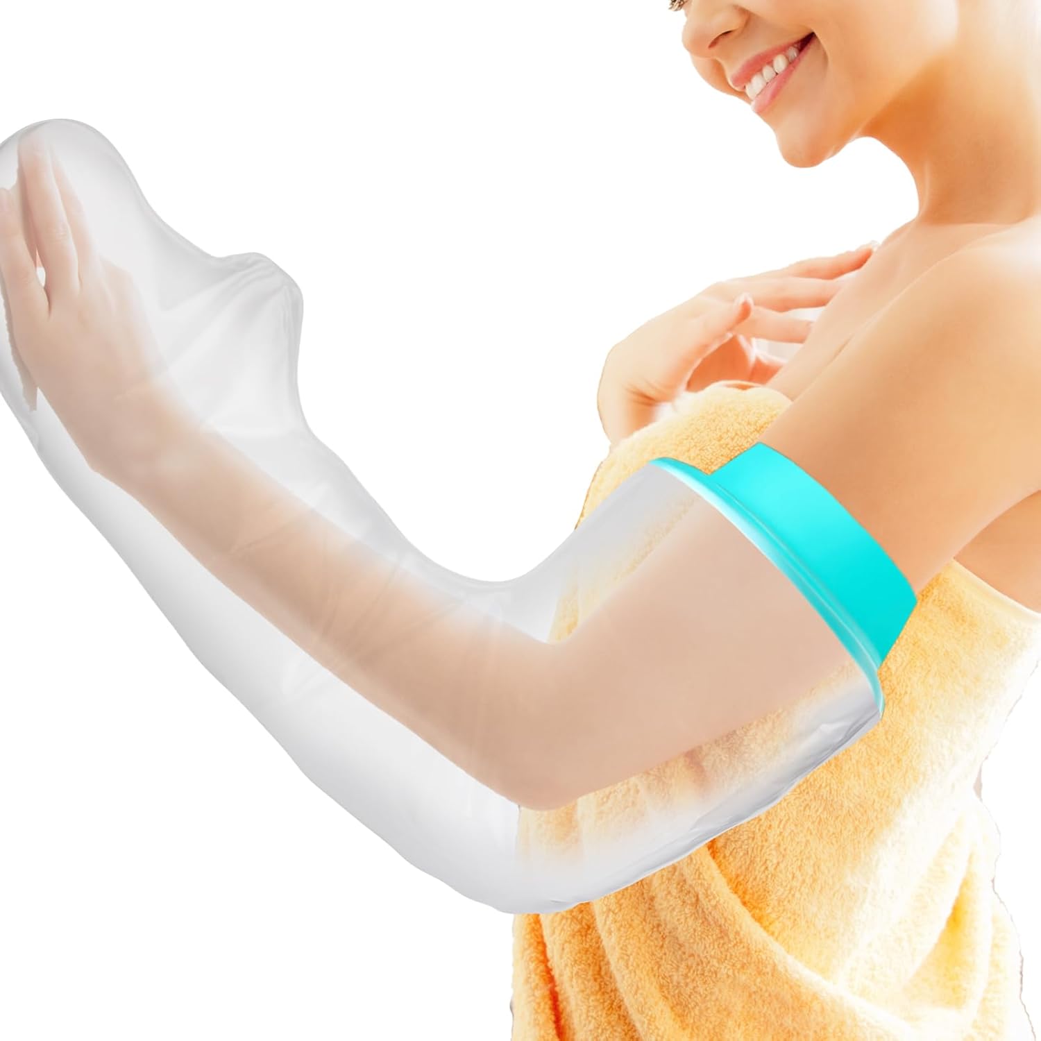 CIVJET Full Arm Waterproof Cast Cover for Shower Adult – Long Arm Cast Protector Sleeve with Bent Elbow Fit – Reusable Watertight Cast Cover for Hand, Wrist, Elbow, Broken Arm Injury Surgery Recovery