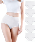 wirarpa Women's Underwear High Waisted Ladies Cotton Panties Soft Full Coverage Briefs 5 Pack