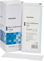 McKesson Non-Adherent Pads for Wounds, 3x8 Inch, 75 Count, Sterile Non-Stick Wound Dressing, Highly Absorbent, Painless Removal, Individually Wrapped