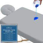 Waterproof Massage Table Cover, Massage Table Sheets Set 2- Piece Include Massage Fitted Sheet and Face Cradle Cover Ultra Soft & Skin-friendly Fit Massage Table & Facial Bed, Grey, 36×77×7