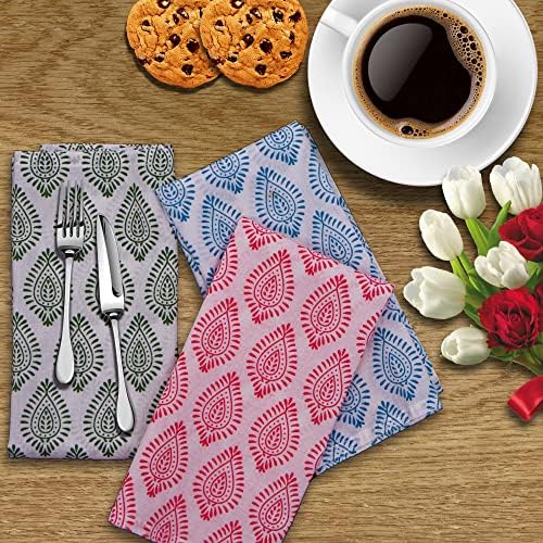 DIYANAIMPEX 10 Pc Cotton Cloth Napkins Hand Block Print Hand Made Size 16x16 Inch Printed Home Decor Indian Eco Friendly Mix Lot Dinner Napkins (Paisley)
