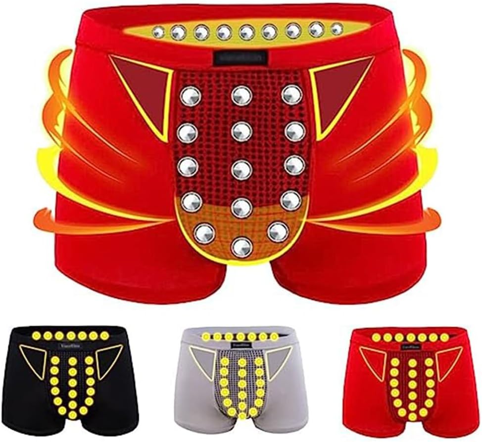3 Packs U Convex Pouch Soft Underwear Men Magnetic Therapy Physiological Enlargement Boxer Briefs Health Care Panty (Color : 3pcs-Colour Mix, Size : XX-Large)